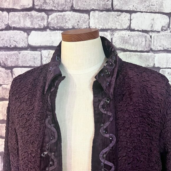 Chico's Purple Long Sleeve No Close Jacket Size L - Picture 2 of 9